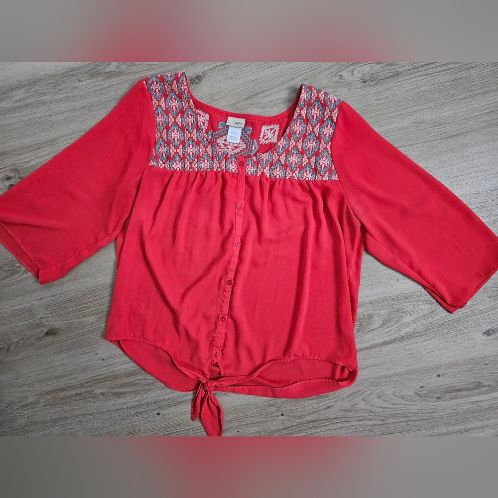 Daytrip Orange Button-Up Women's Top